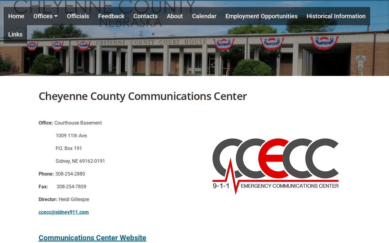 Cheyenne County arrest dispatch records Communications Center