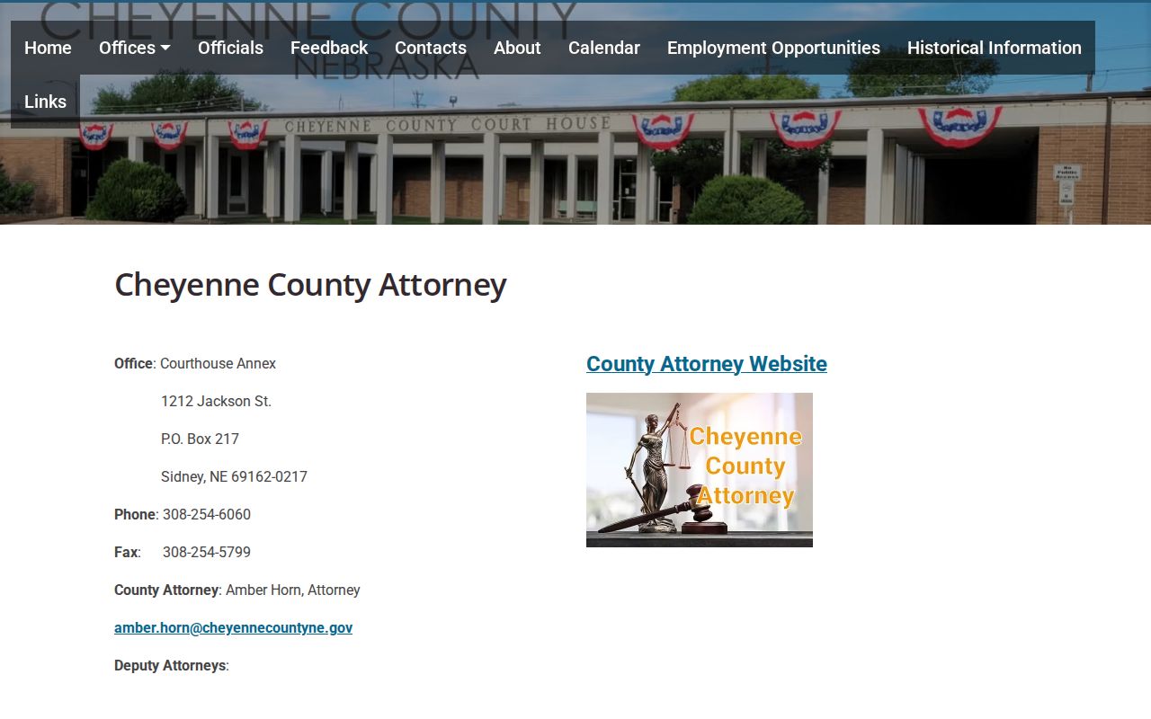 Cheyenne County Attorney office in the Sidney criminal record trail