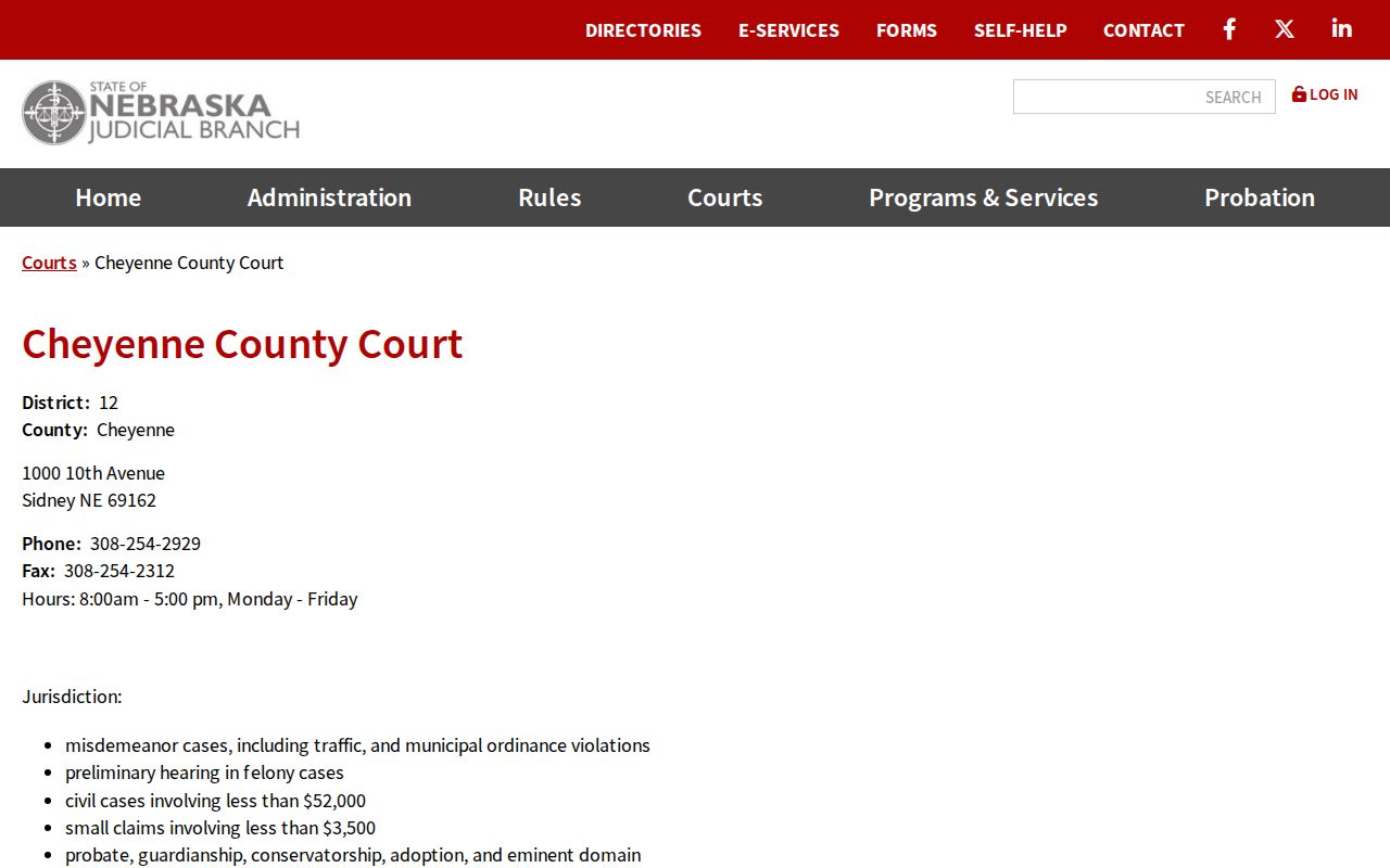 Cheyenne County criminal case County Court profile