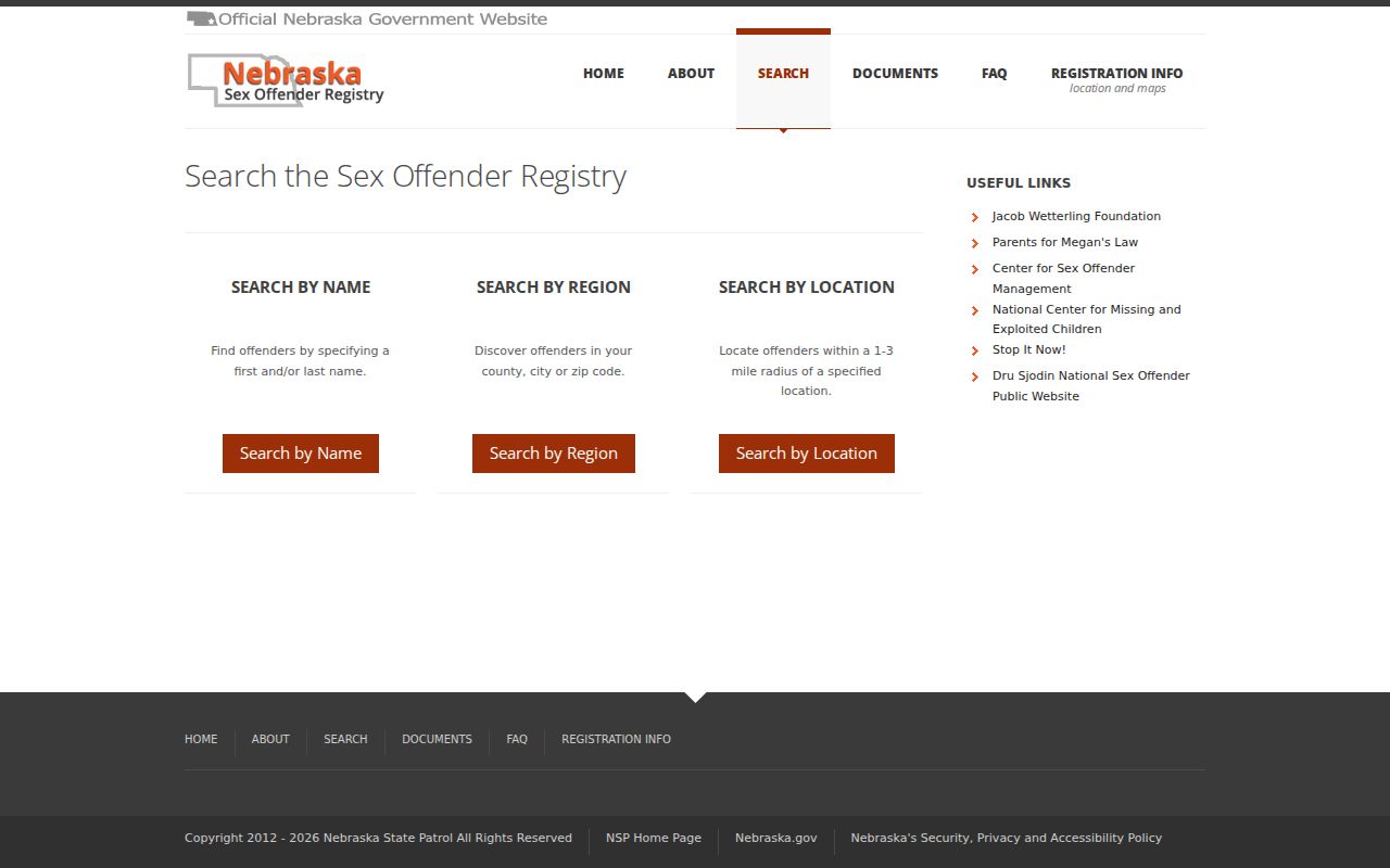 Cheyenne County sex offender lookup results interface