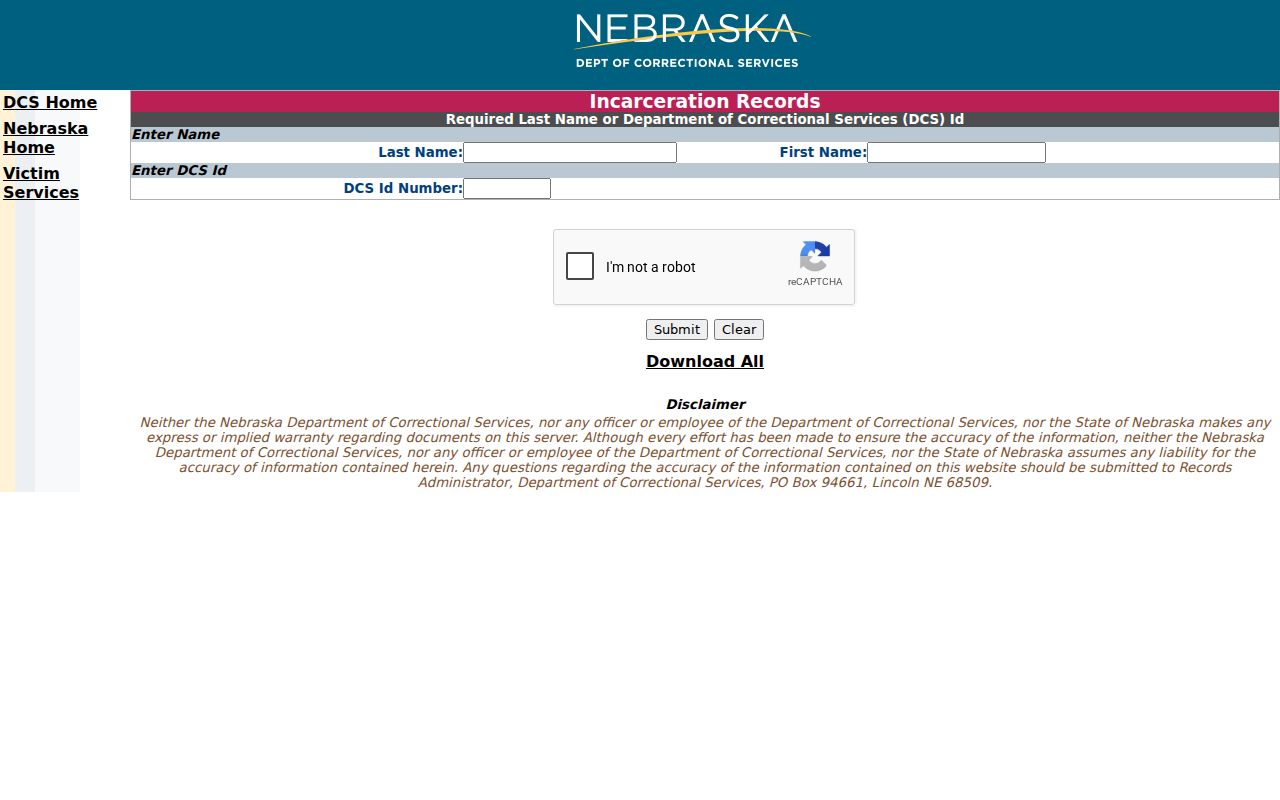 Cheyenne County criminal custody search through the NDCS locator